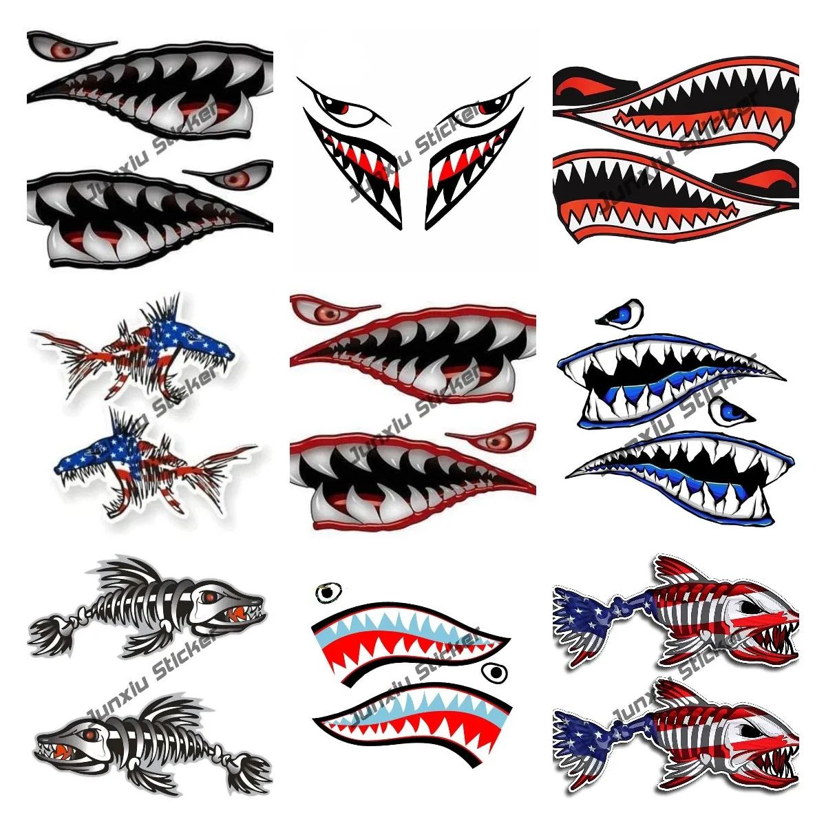 Fishing Boat Oar - Art mural autocollant Warhawk, requin, tigre,